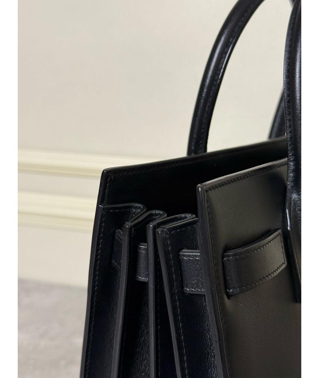 SAINT LAURENT Черная кожаная сумка с короткими ручками, фото 7