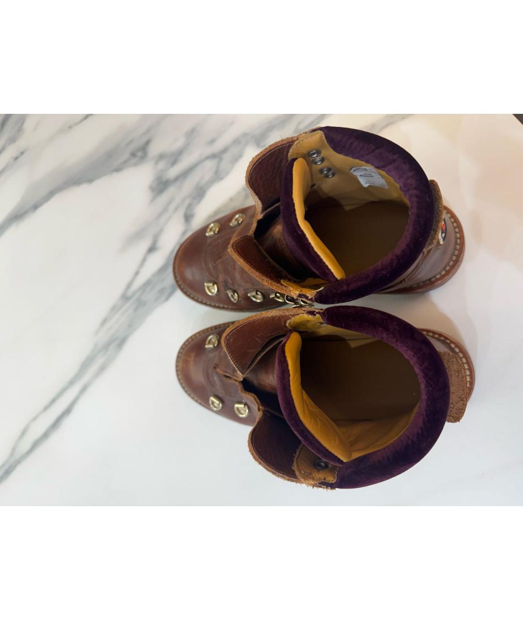 MONCLER Коричневые кожаные ботинки, фото 3