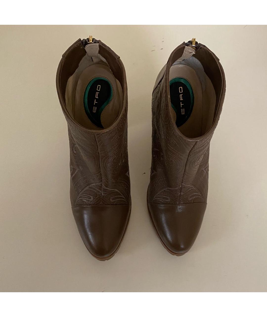 ETRO Коричневые кожаные ботильоны, фото 7