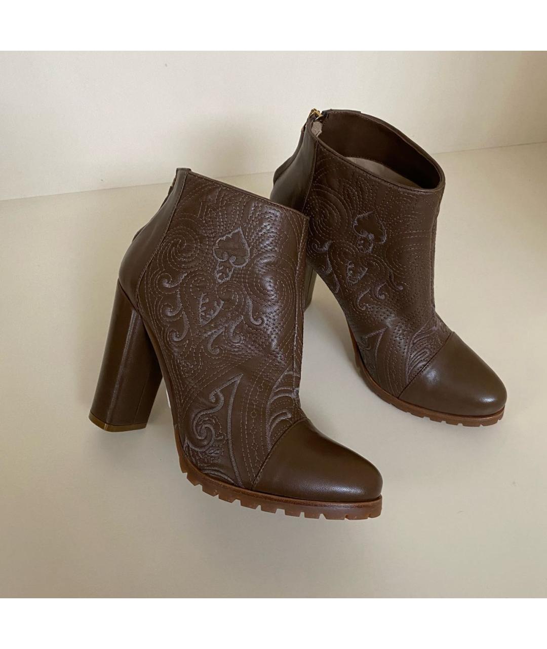 ETRO Коричневые кожаные ботильоны, фото 5