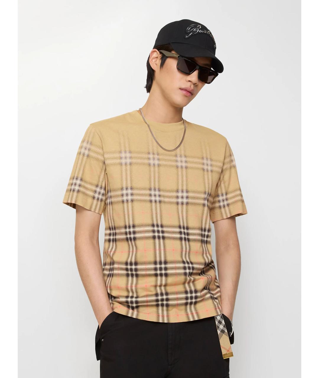 BURBERRY Бежевая хлопковая футболка, фото 2