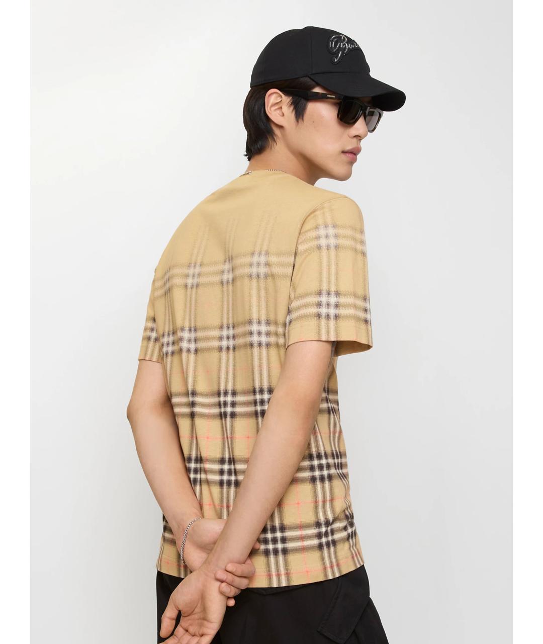 BURBERRY Бежевая хлопковая футболка, фото 3