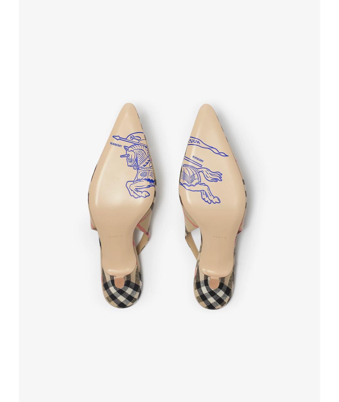 BURBERRY Бежевые текстильные туфли, фото 6