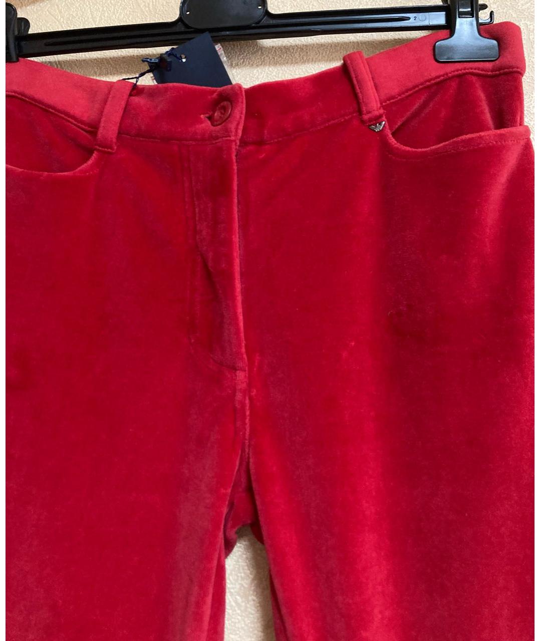 ARMANI JEANS Красные хлопко-эластановые брюки узкие, фото 3