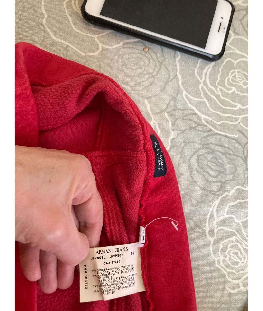 ARMANI JEANS Красные хлопко-эластановые брюки узкие, фото 6