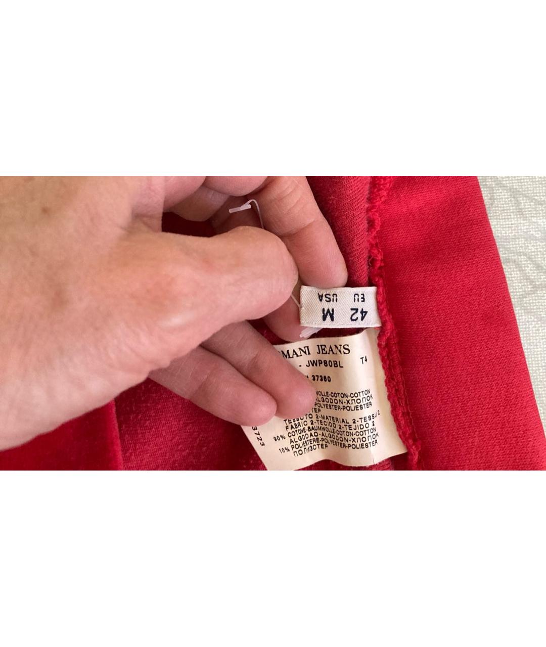 ARMANI JEANS Красные хлопко-эластановые брюки узкие, фото 7