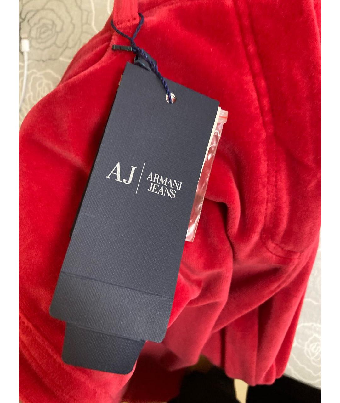 ARMANI JEANS Красные хлопко-эластановые брюки узкие, фото 8