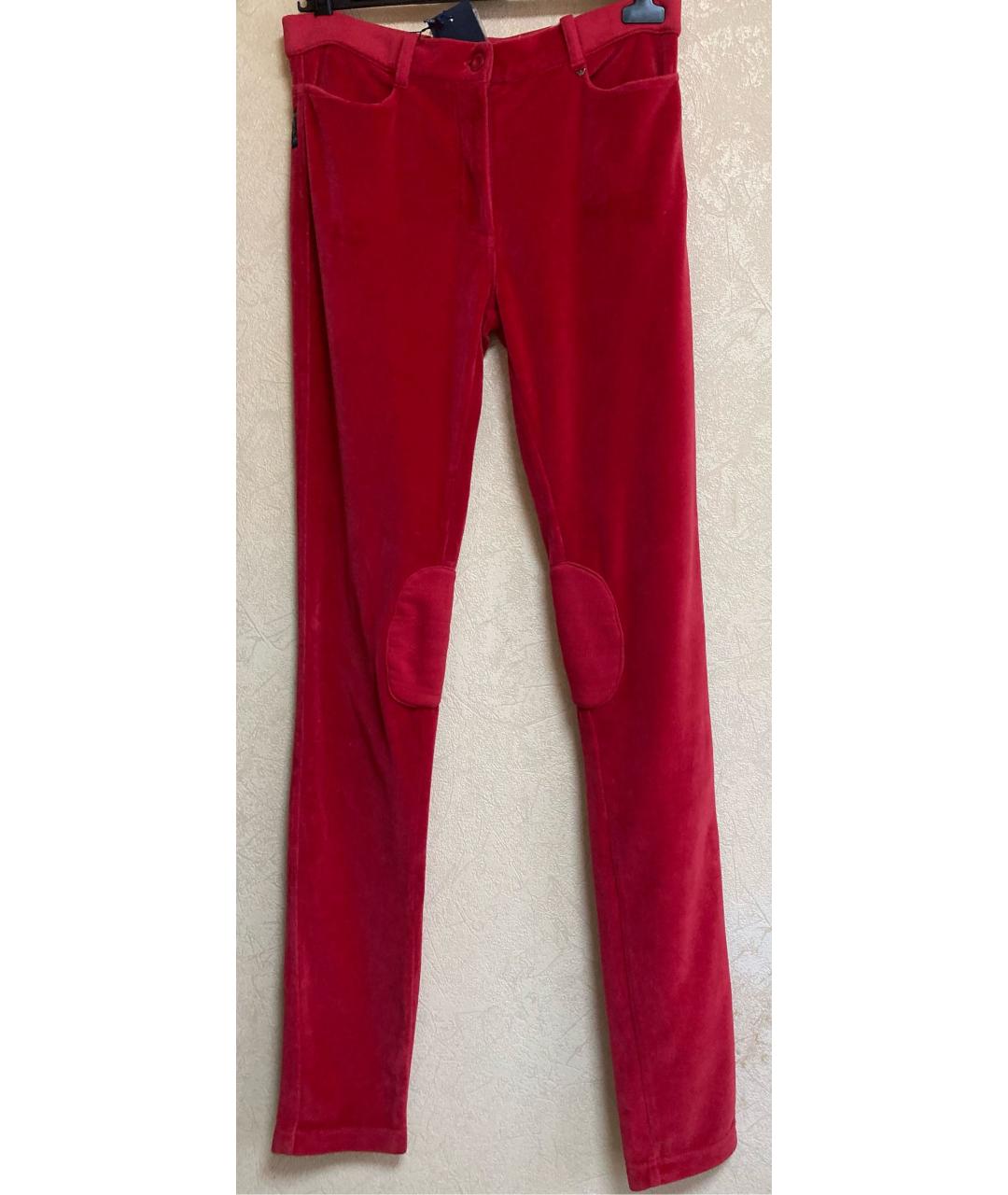 ARMANI JEANS Красные хлопко-эластановые брюки узкие, фото 9