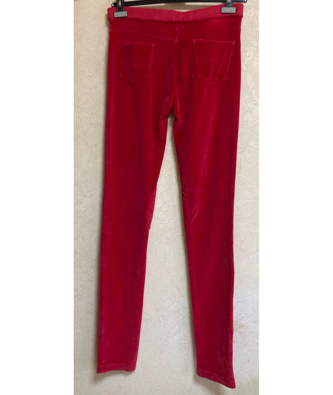 ARMANI JEANS Красные хлопко-эластановые брюки узкие, фото 2