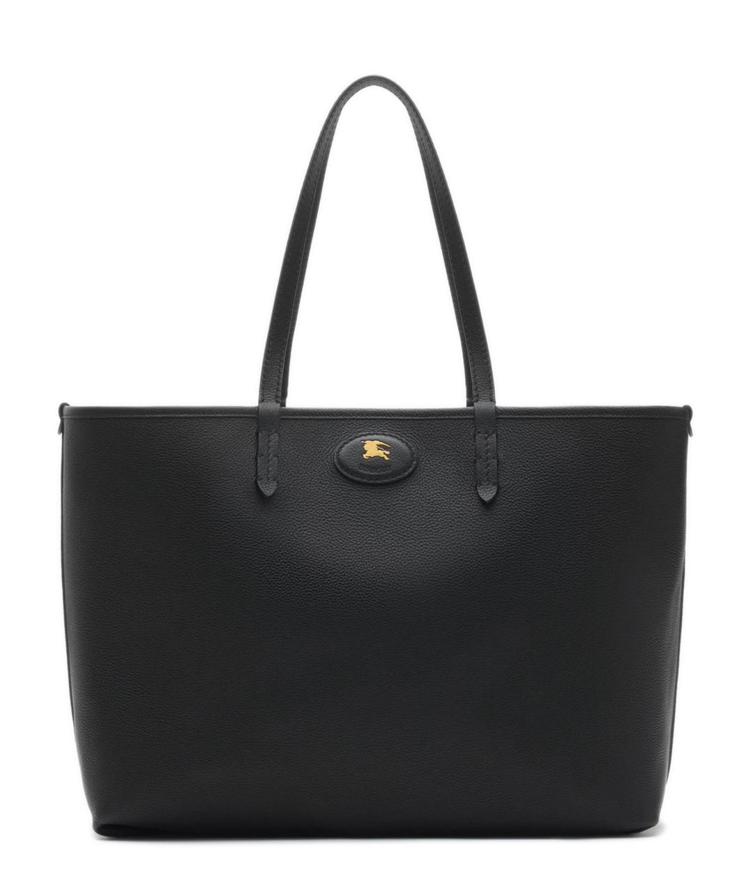 BURBERRY Черная кожаная сумка тоут, фото 2