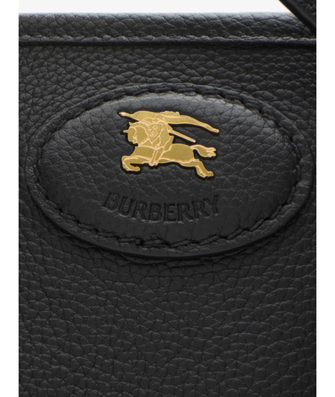 BURBERRY Черная кожаная сумка тоут, фото 7