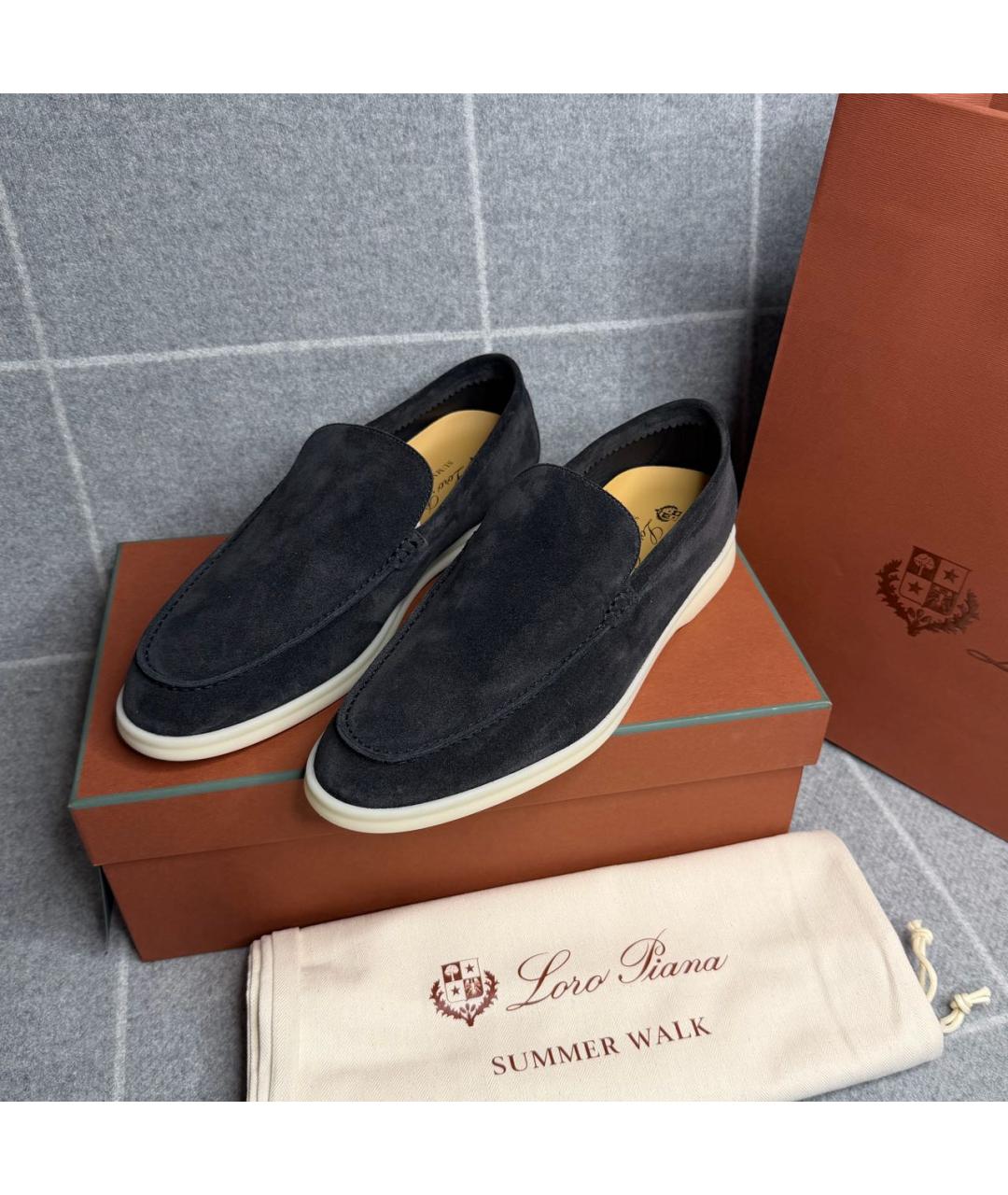 LORO PIANA Черные замшевые лоферы, фото 2
