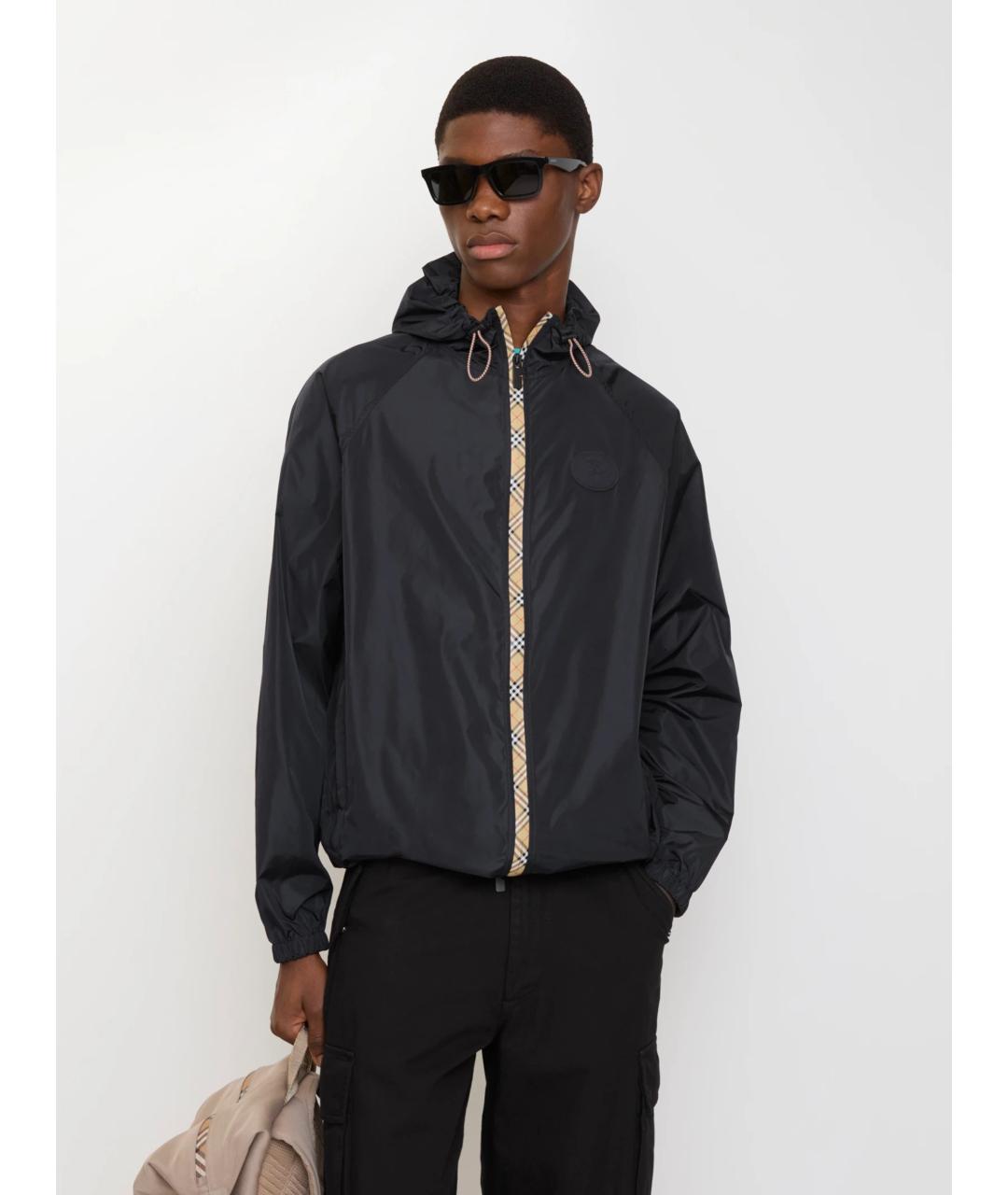 BURBERRY Темно-синяя полиамидовая куртка, фото 2