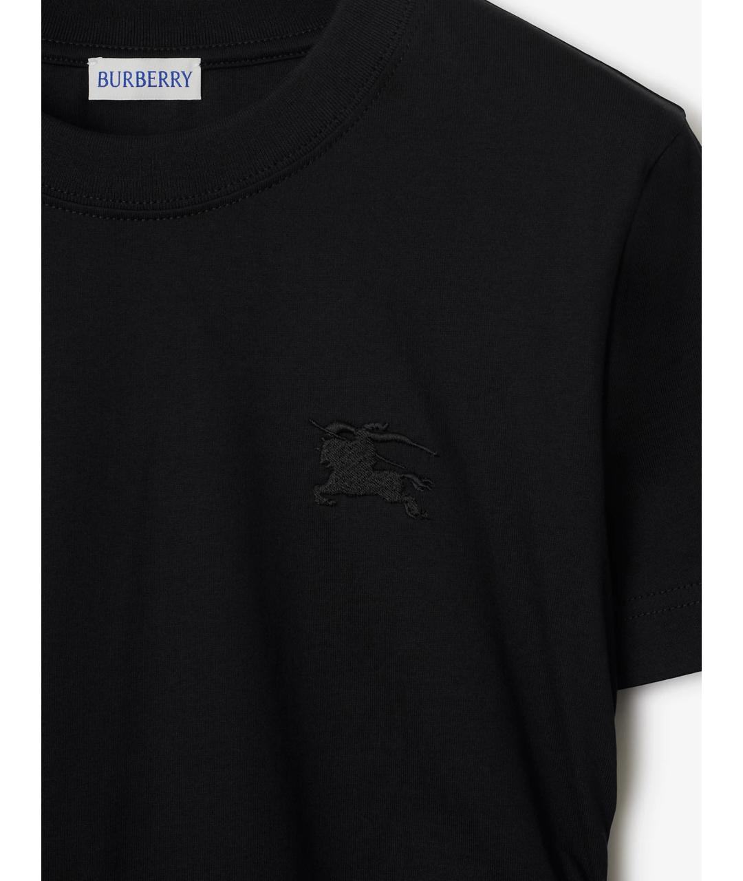 BURBERRY Черная хлопковая футболка, фото 7