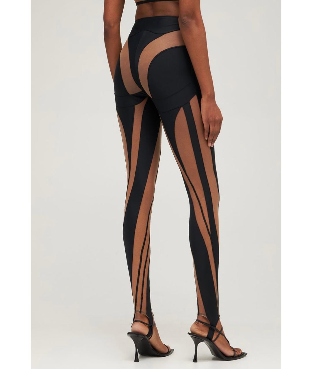 MUGLER Черные полиамидовые леггинсы и велосипедки, фото 3