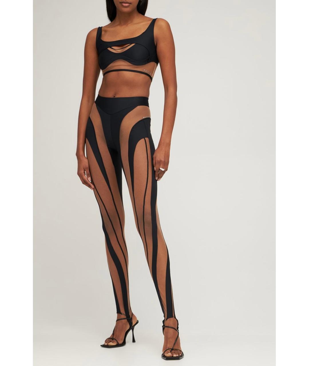 MUGLER Черные полиамидовые леггинсы и велосипедки, фото 2