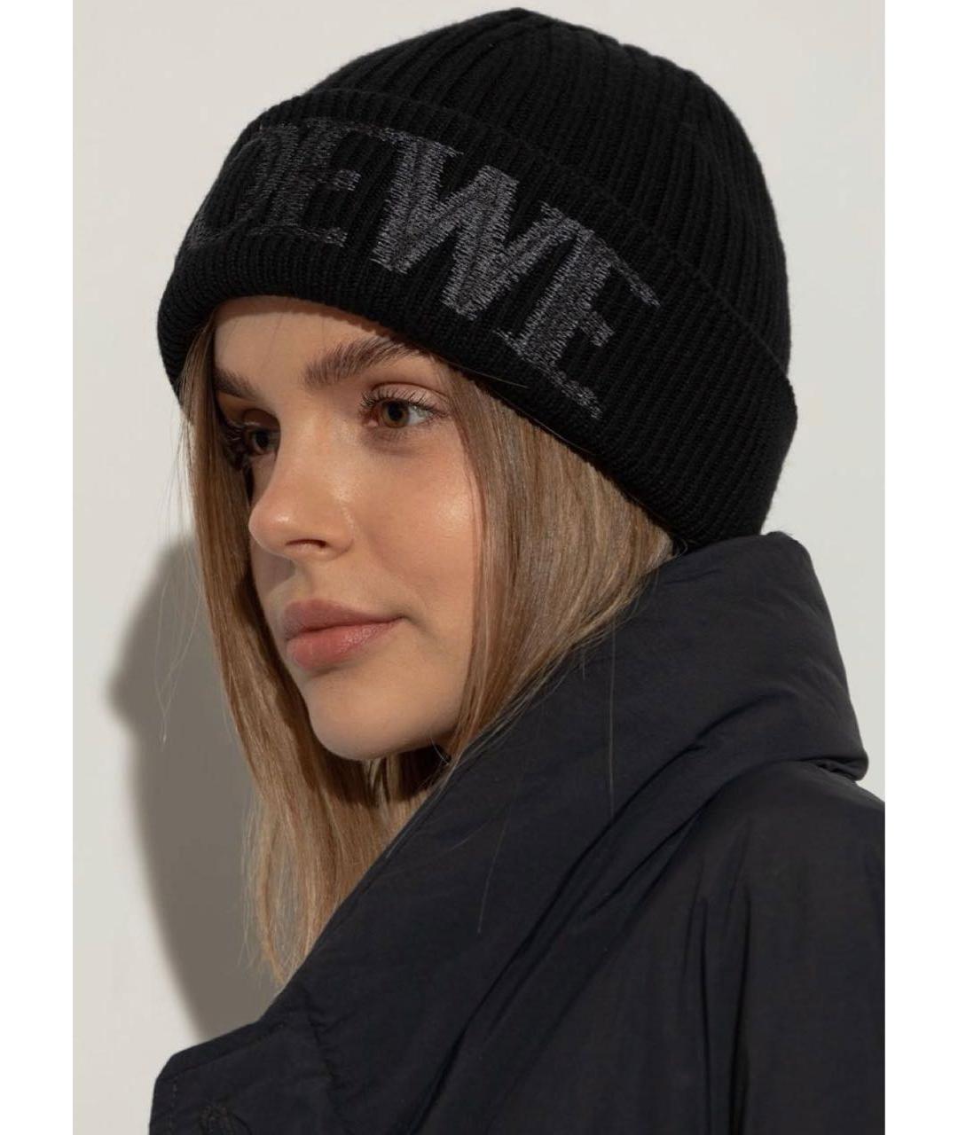 LOEWE Черная шерстяная шапка, фото 3