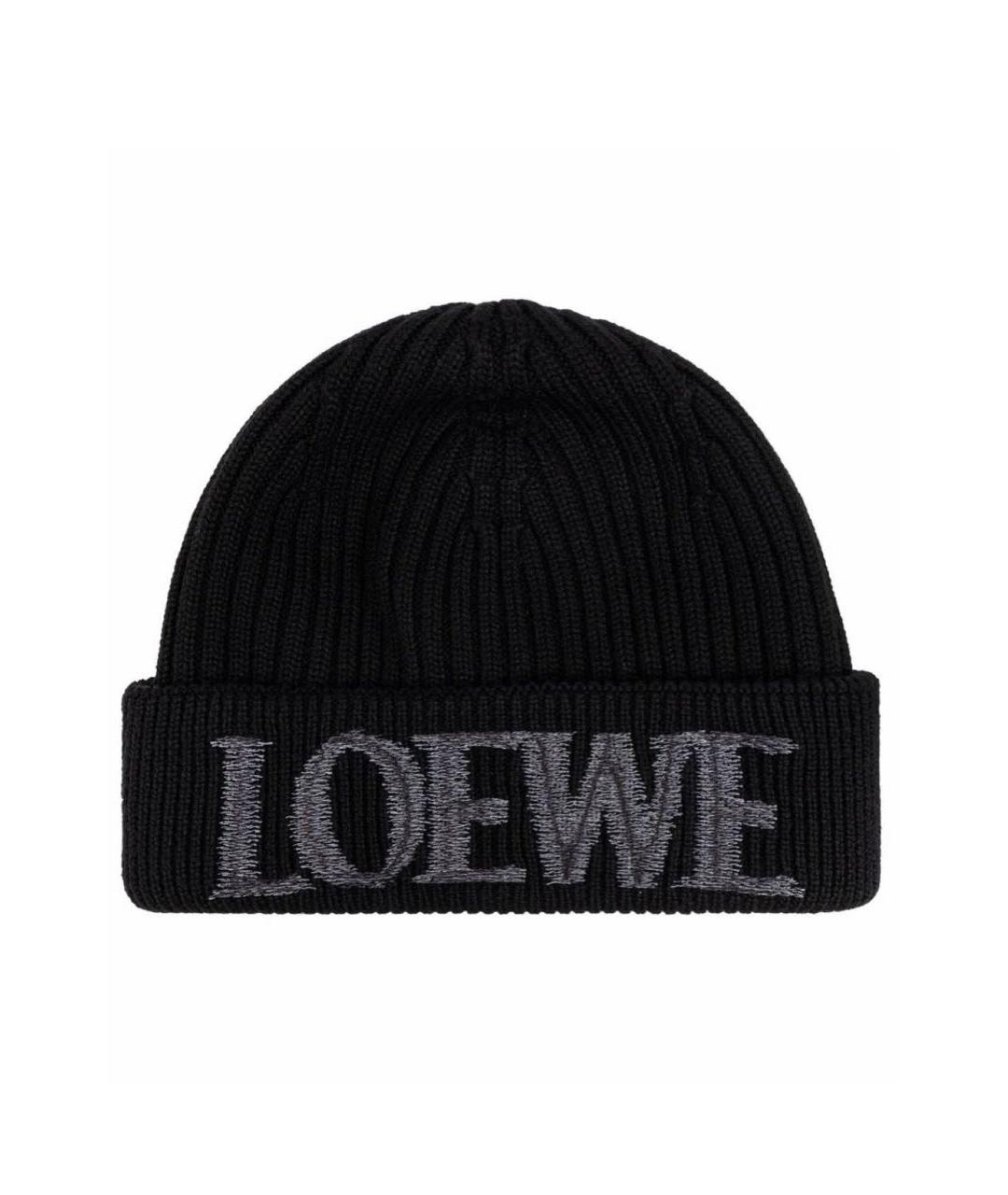 LOEWE Черная шерстяная шапка, фото 1