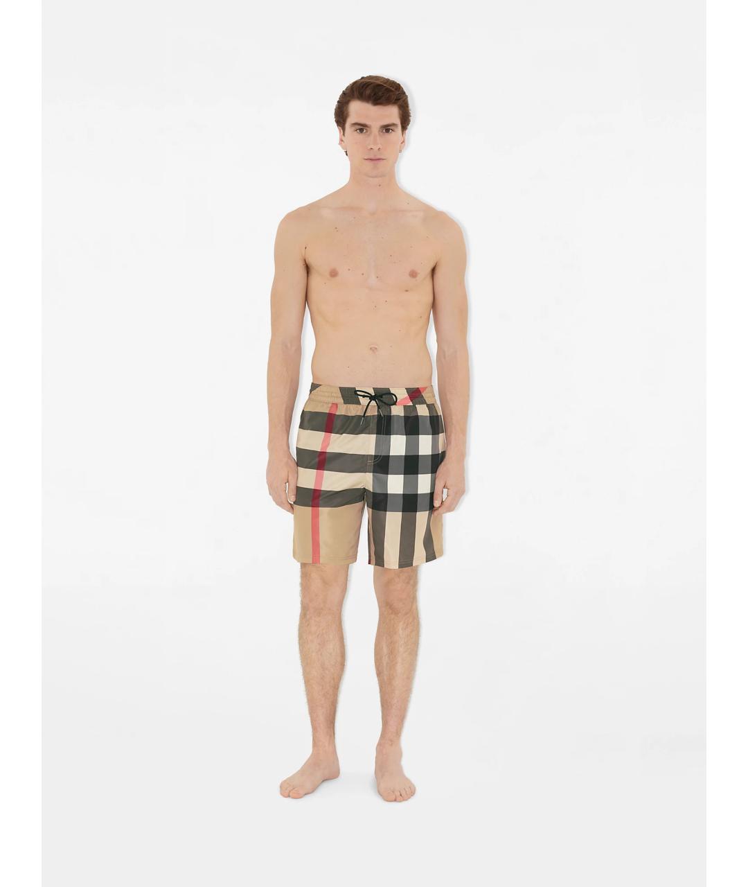 BURBERRY Бежевые полиэстеровые шорты, фото 2