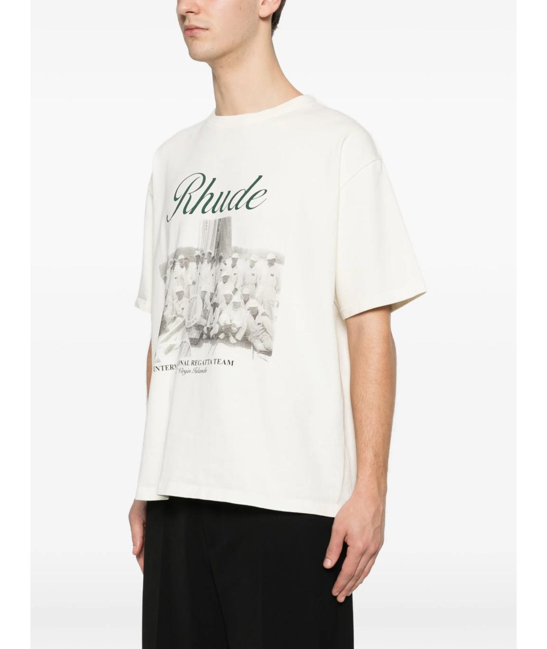 RHUDE Белая хлопковая футболка, фото 3
