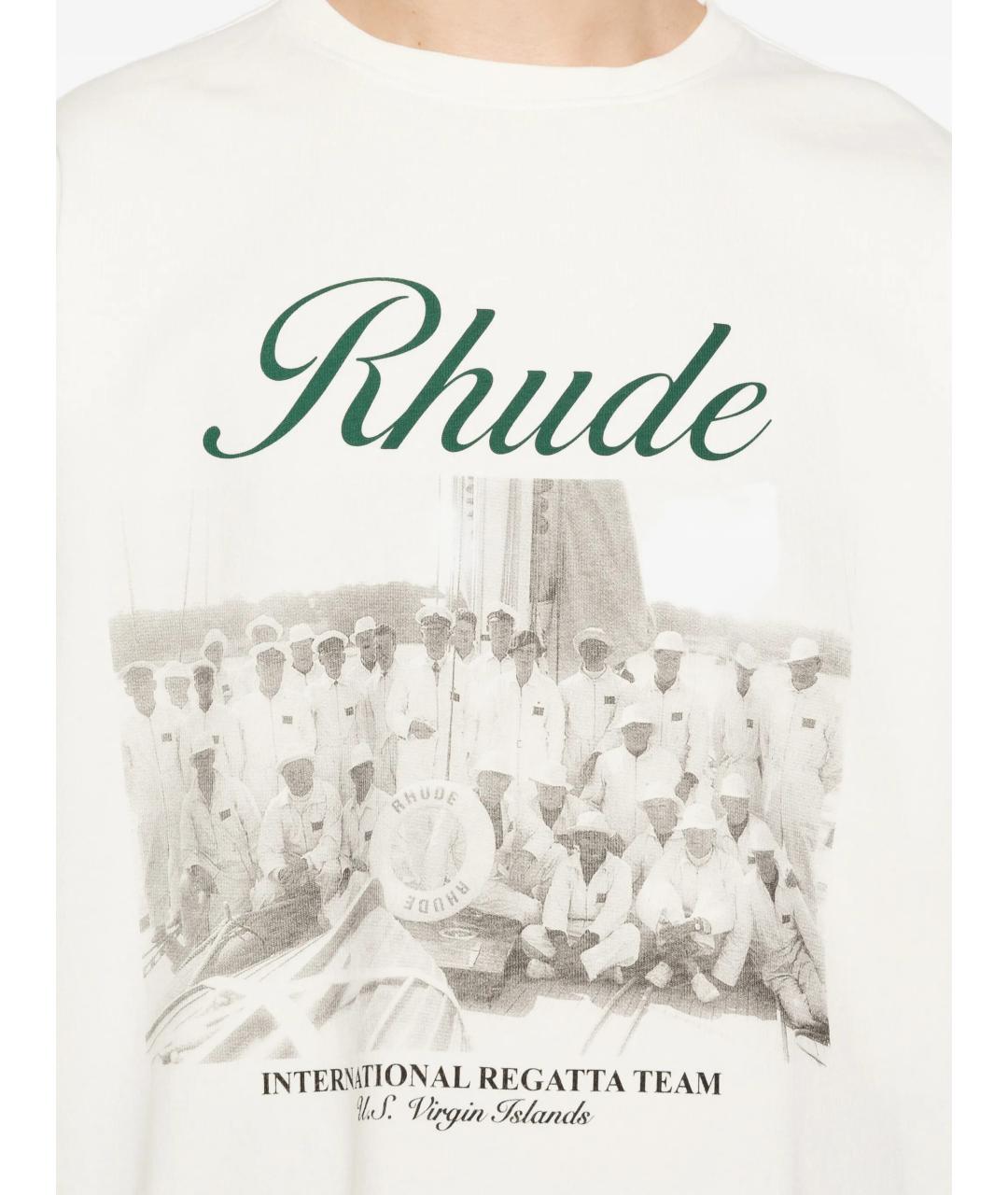 RHUDE Белая хлопковая футболка, фото 5