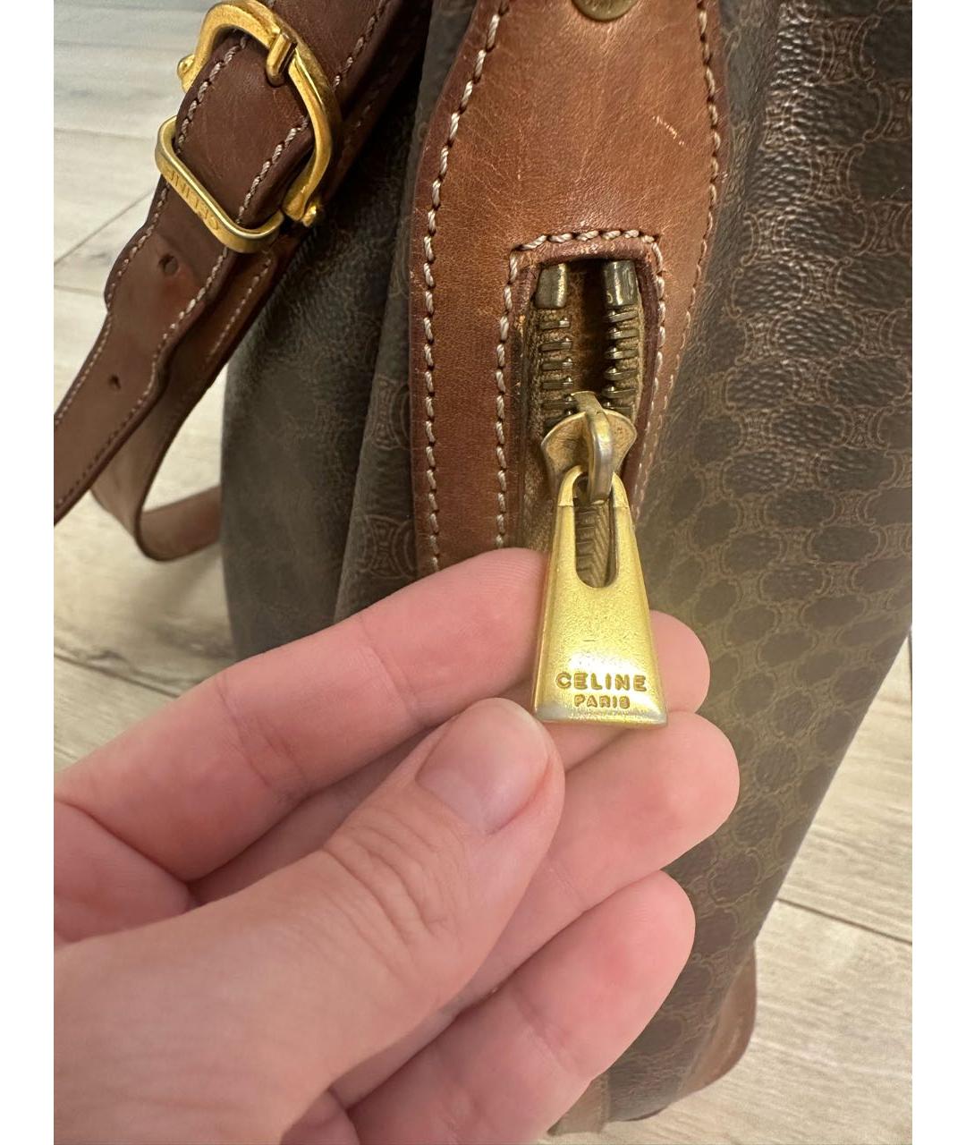 CELINE Коричневая кожаная сумка через плечо, фото 7