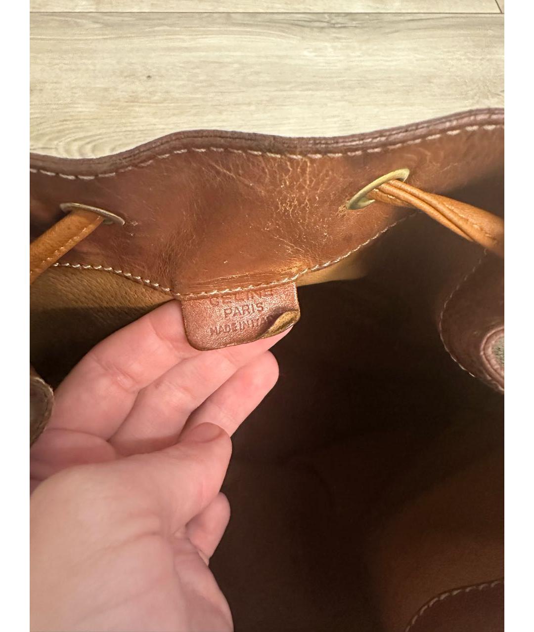 CELINE Коричневая кожаная сумка через плечо, фото 6