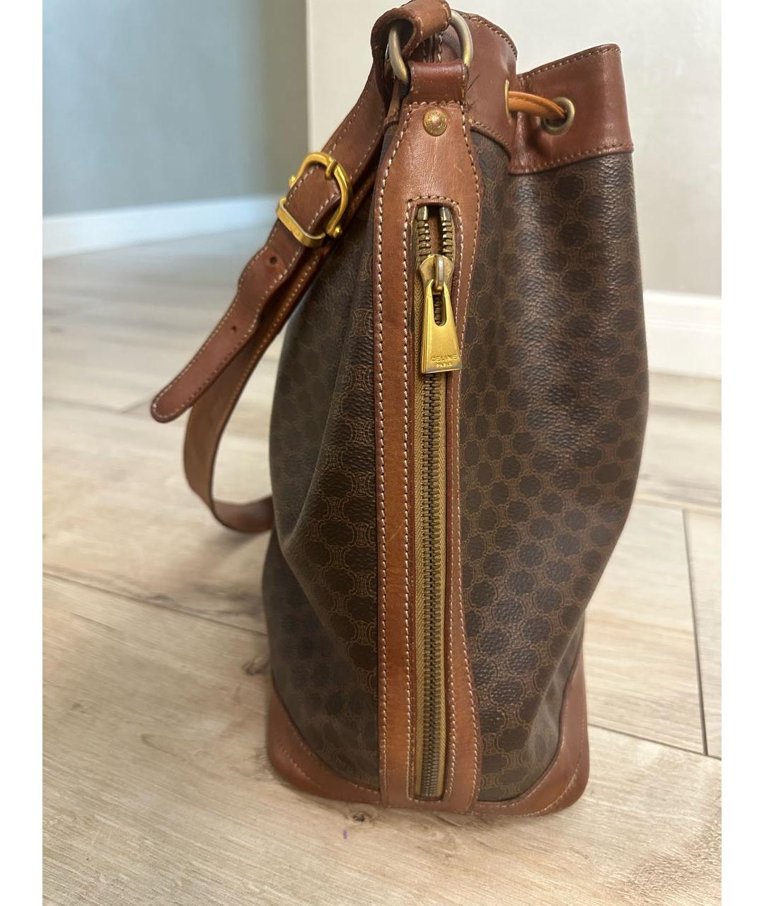 CELINE Коричневая кожаная сумка через плечо, фото 2