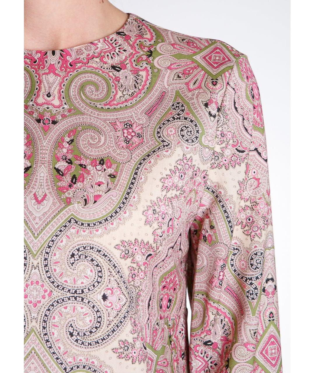 ETRO Розовое шерстяное коктейльное платье, фото 4