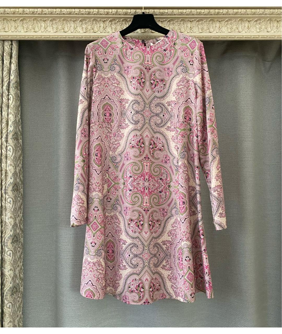 ETRO Розовое шерстяное коктейльное платье, фото 6