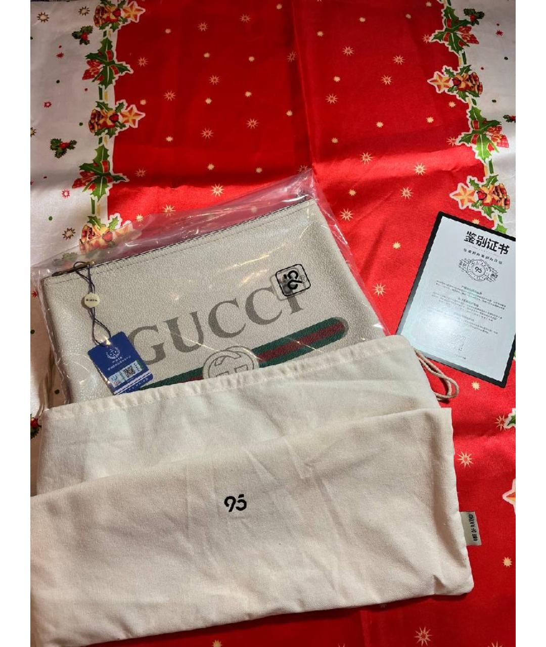 GUCCI Белая кожаная папка для документов, фото 8