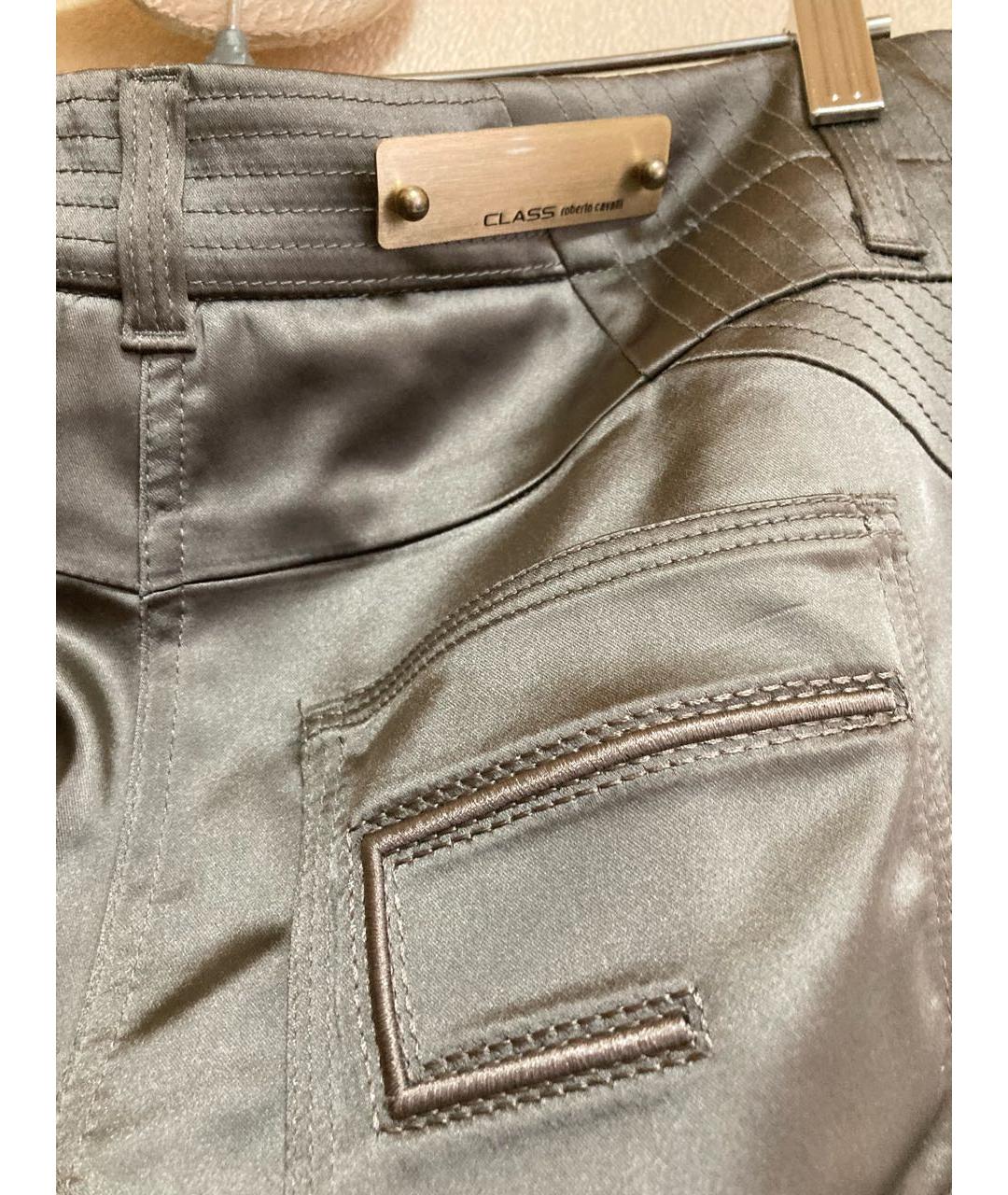 CAVALLI CLASS Хаки ацетатные прямые брюки, фото 6