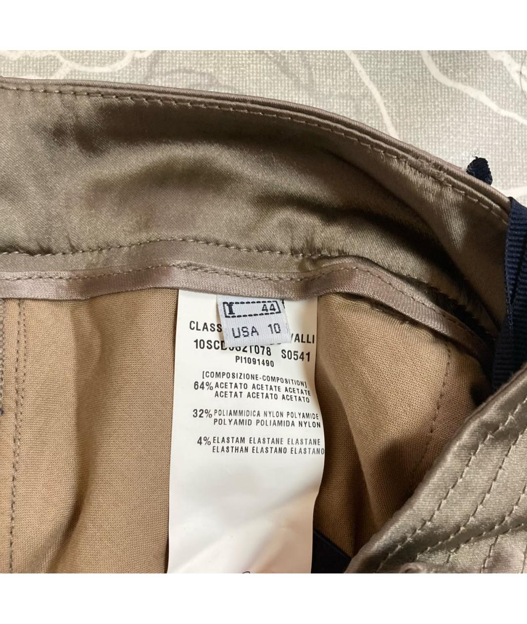 CAVALLI CLASS Хаки ацетатные прямые брюки, фото 7