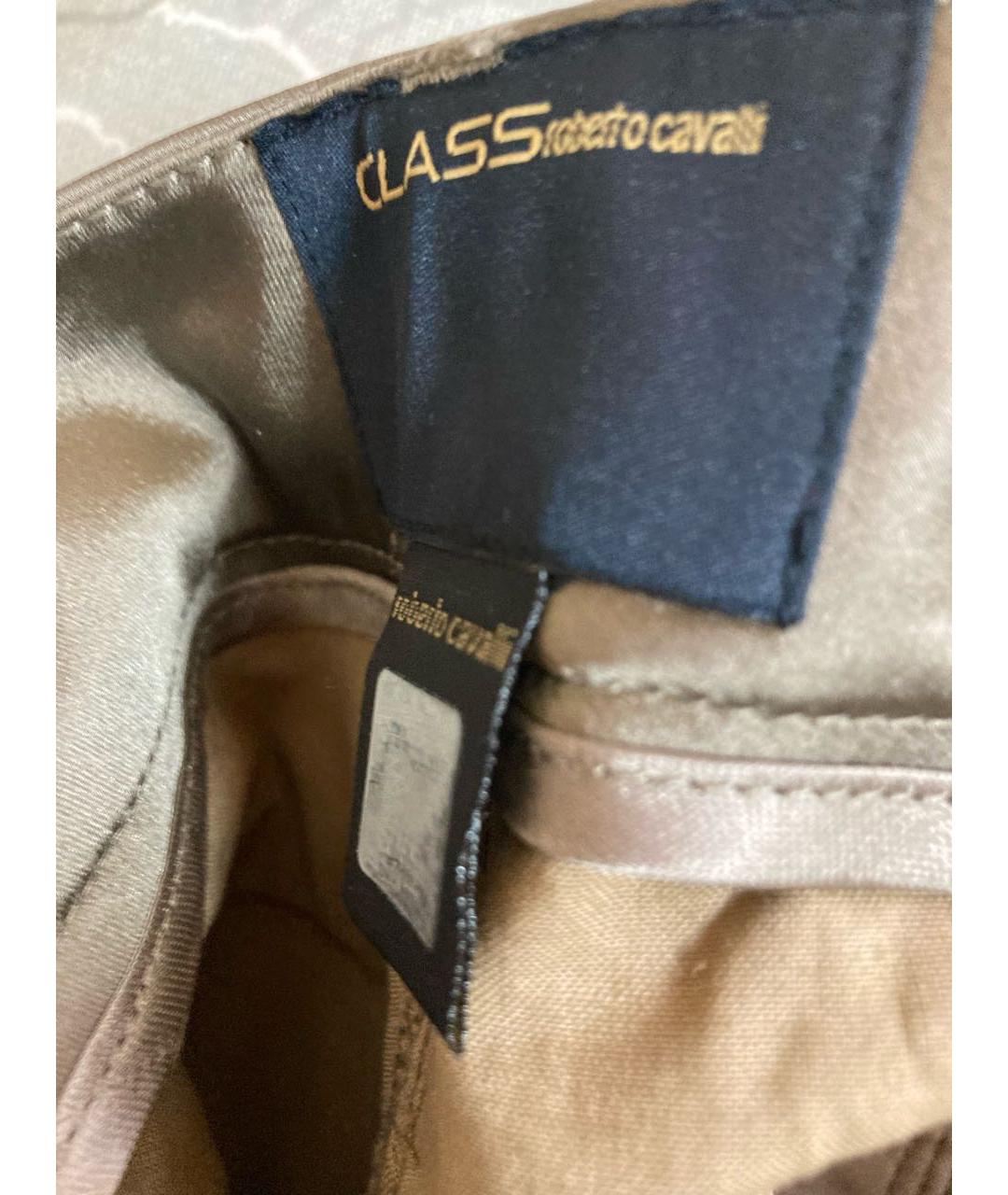 CAVALLI CLASS Хаки ацетатные прямые брюки, фото 8