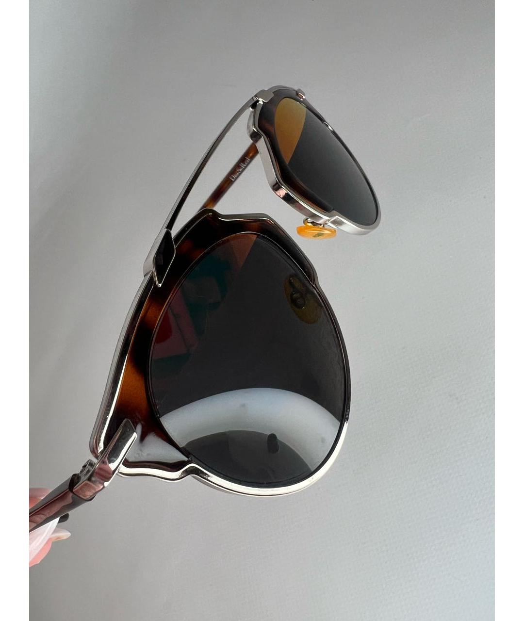 CHRISTIAN DIOR Коричневые металлические солнцезащитные очки, фото 5