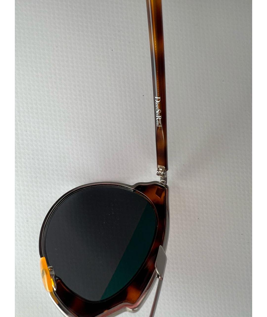 CHRISTIAN DIOR Коричневые металлические солнцезащитные очки, фото 7