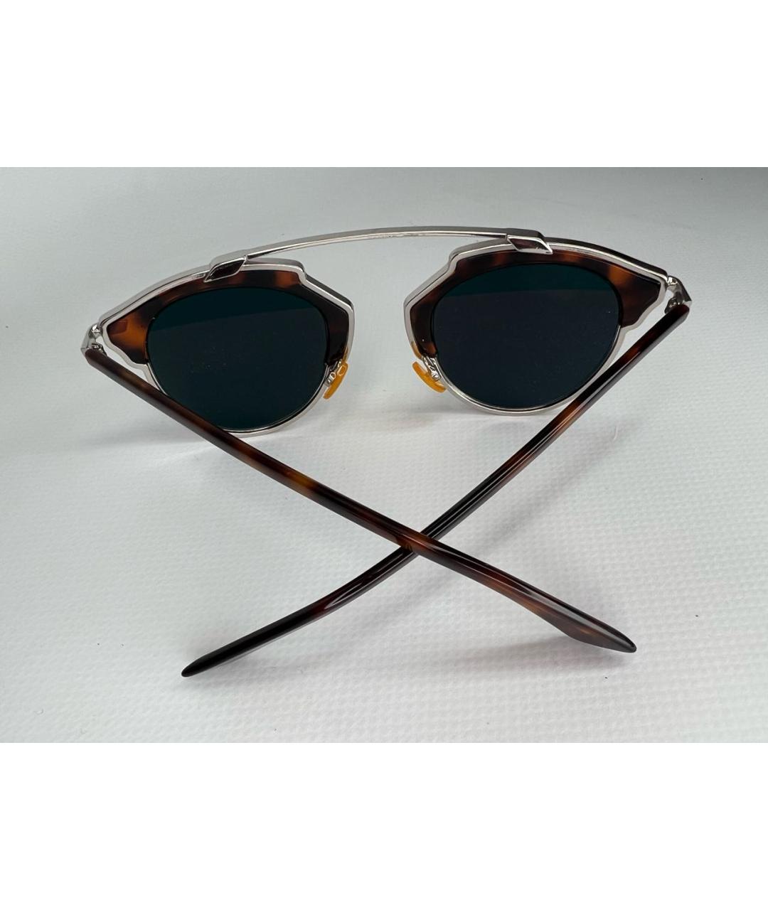 CHRISTIAN DIOR Коричневые металлические солнцезащитные очки, фото 6