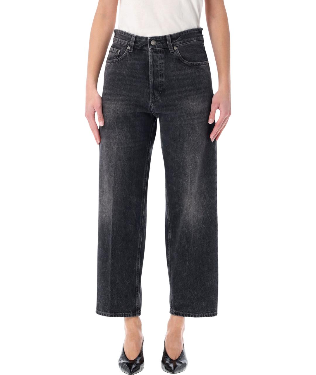 HAIKURE Черные хлопковые прямые джинсы, фото 4