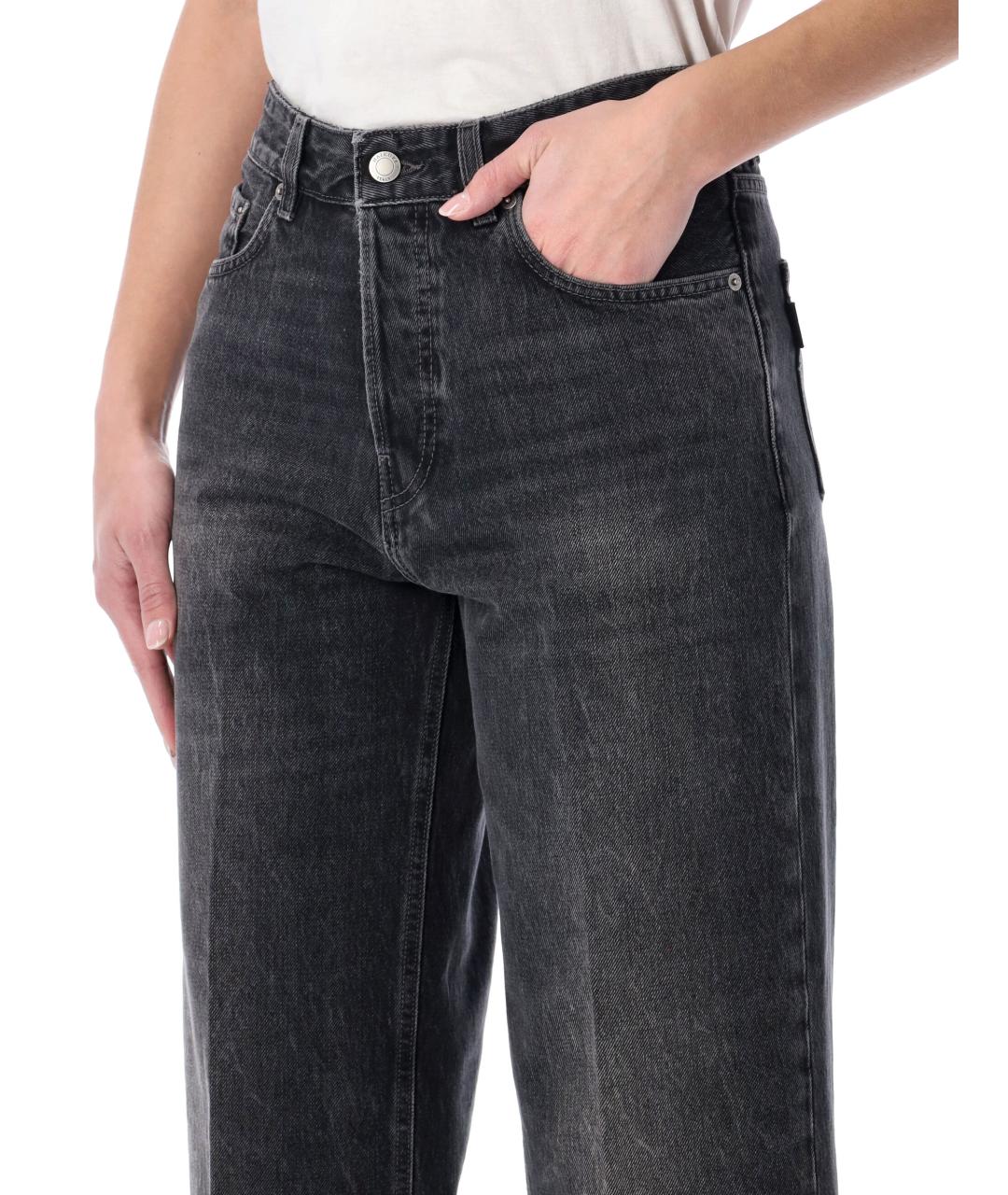 HAIKURE Черные хлопковые прямые джинсы, фото 3