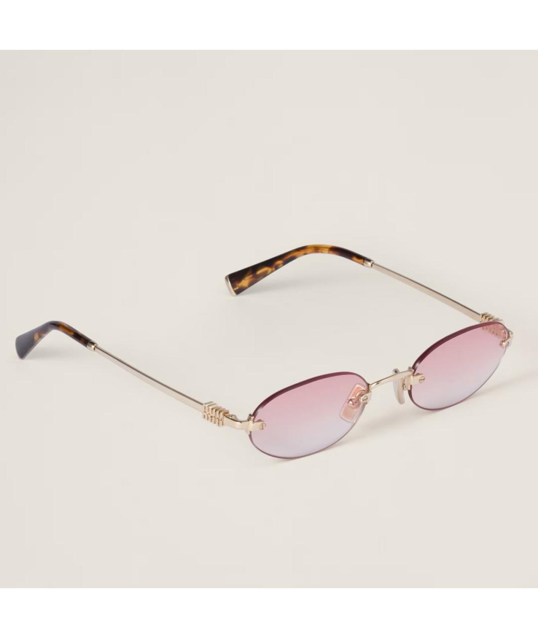 MIU MIU Розовые металлические солнцезащитные очки, фото 2