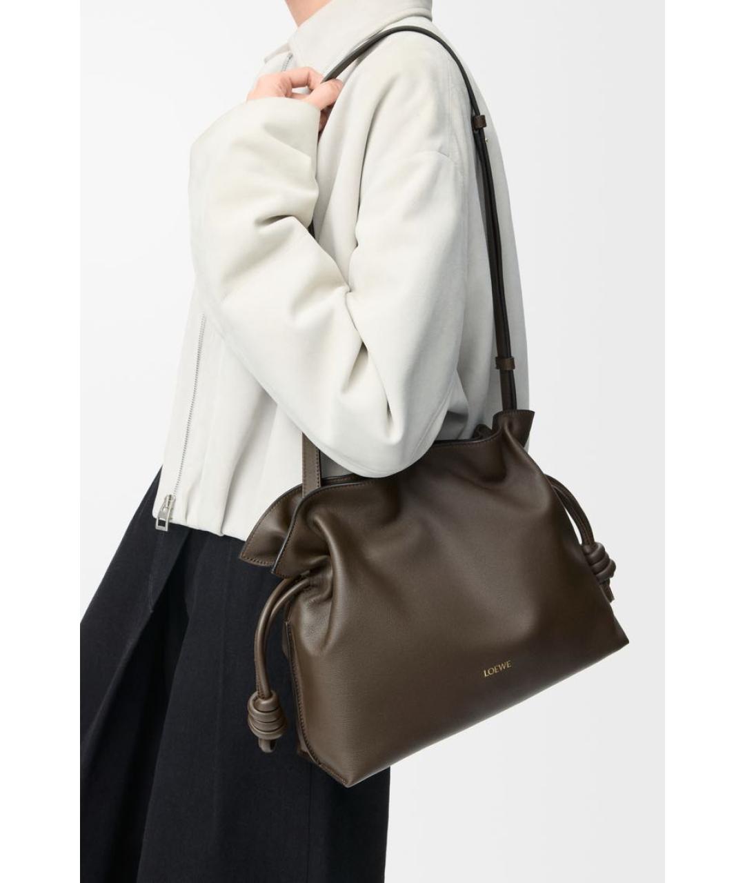 LOEWE Коричневая кожаная сумка через плечо, фото 3