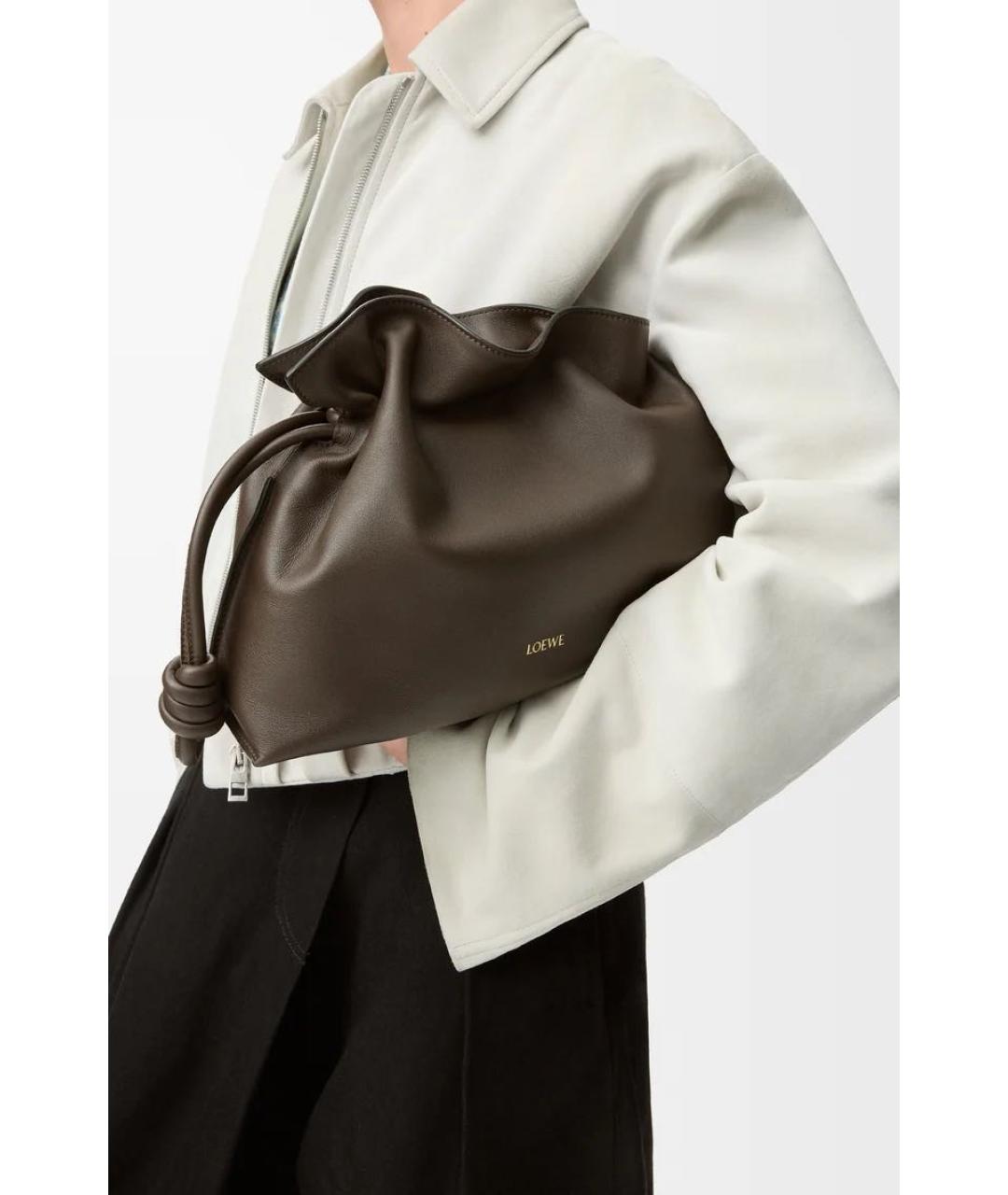 LOEWE Коричневая кожаная сумка через плечо, фото 2