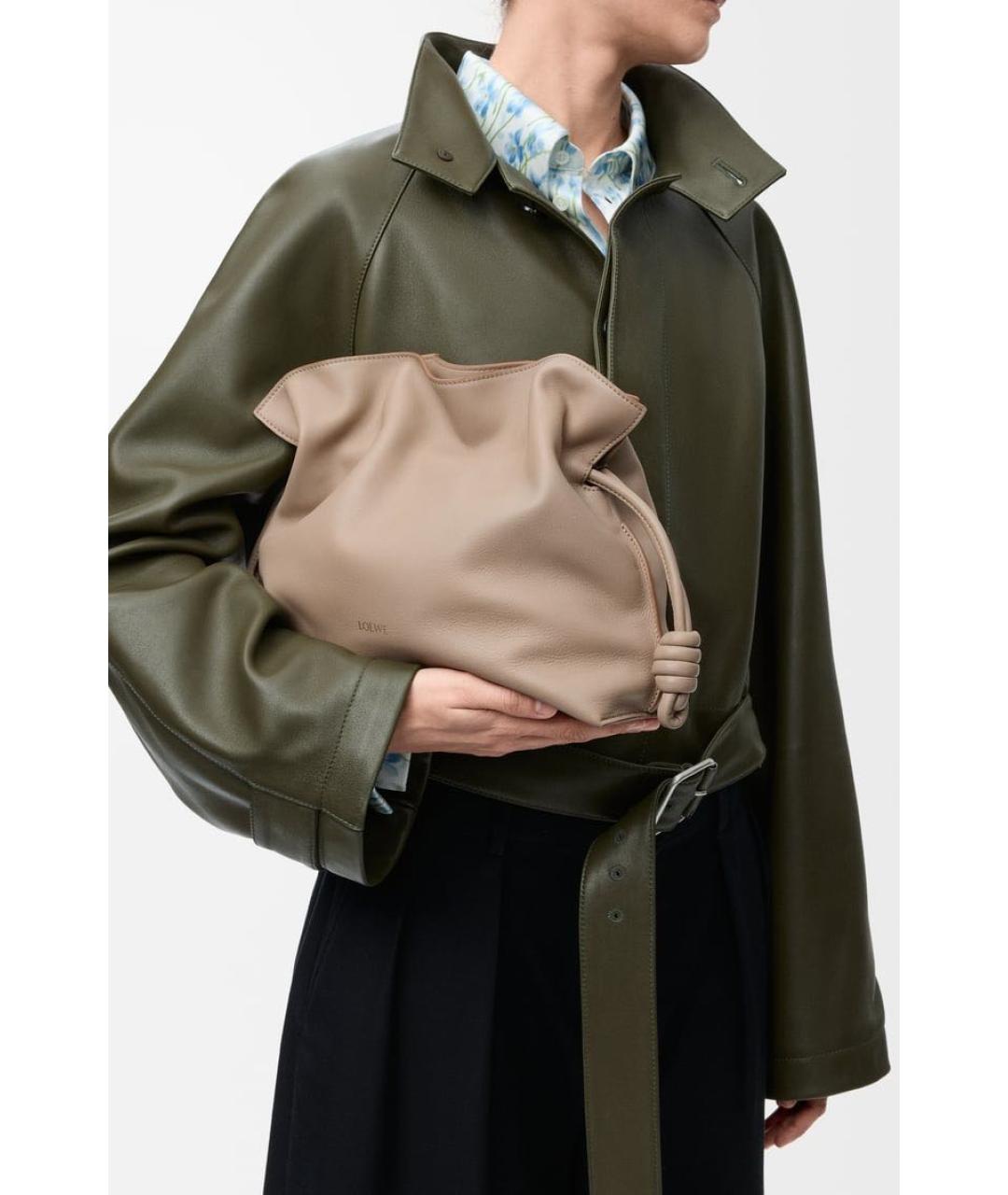 LOEWE Бежевая кожаная сумка через плечо, фото 2