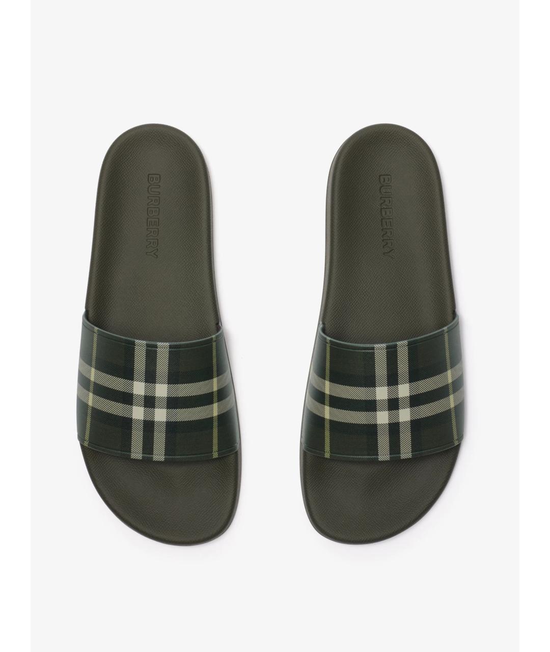 BURBERRY Зеленые шлепанцы, фото 4