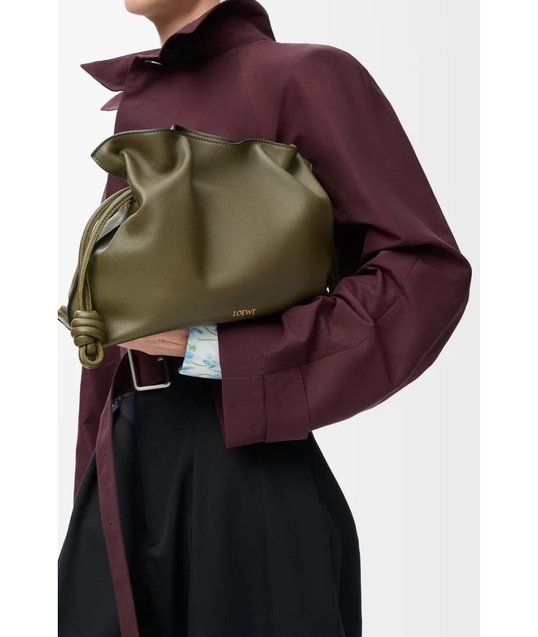 LOEWE Хаки кожаная сумка через плечо, фото 3