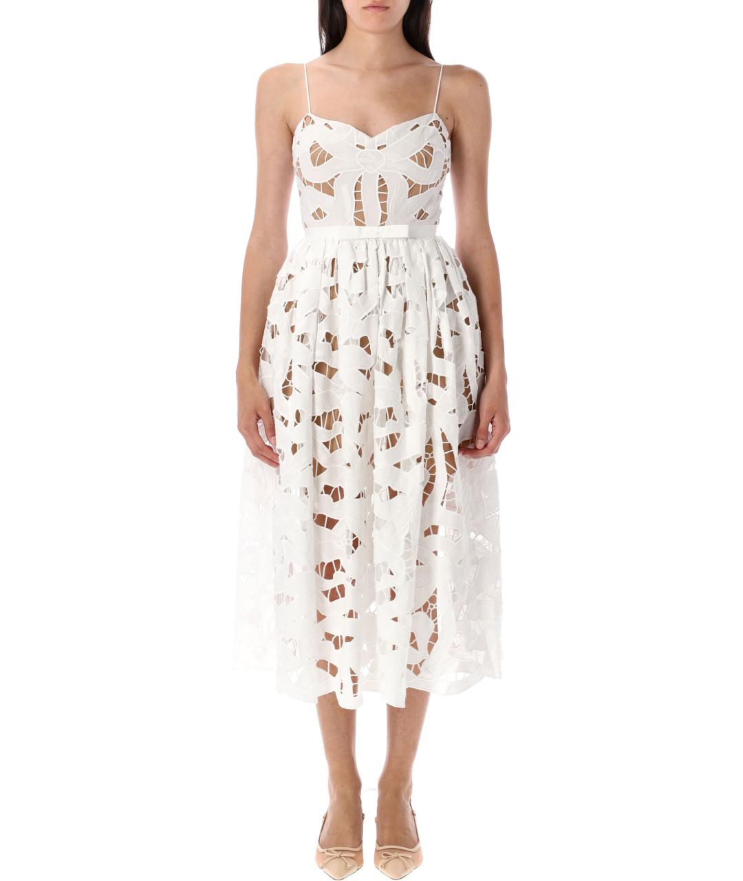 SELF-PORTRAIT Белое хлопковое повседневное платье, фото 2