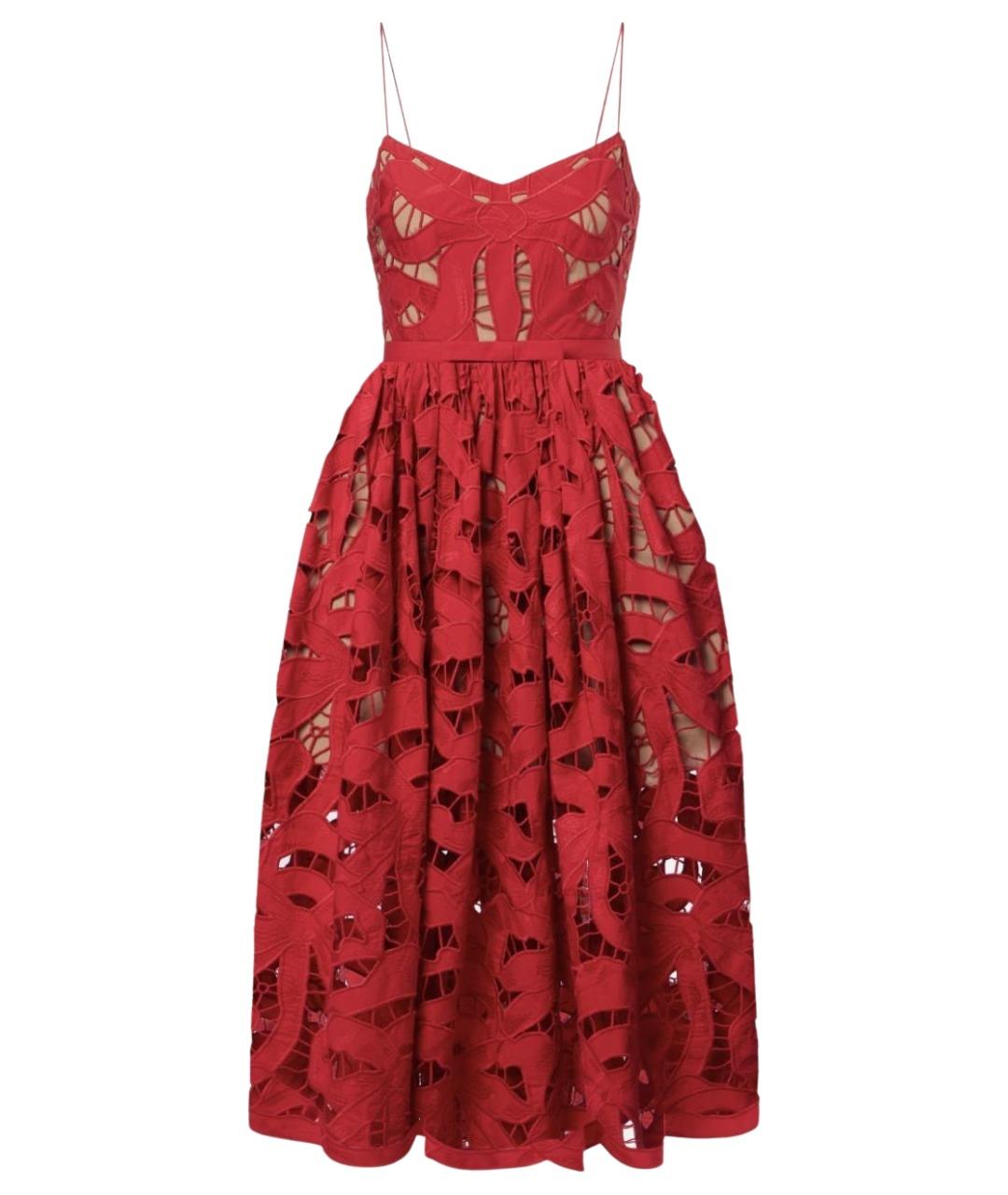 SELF-PORTRAIT Красное хлопковое повседневное платье, фото 1