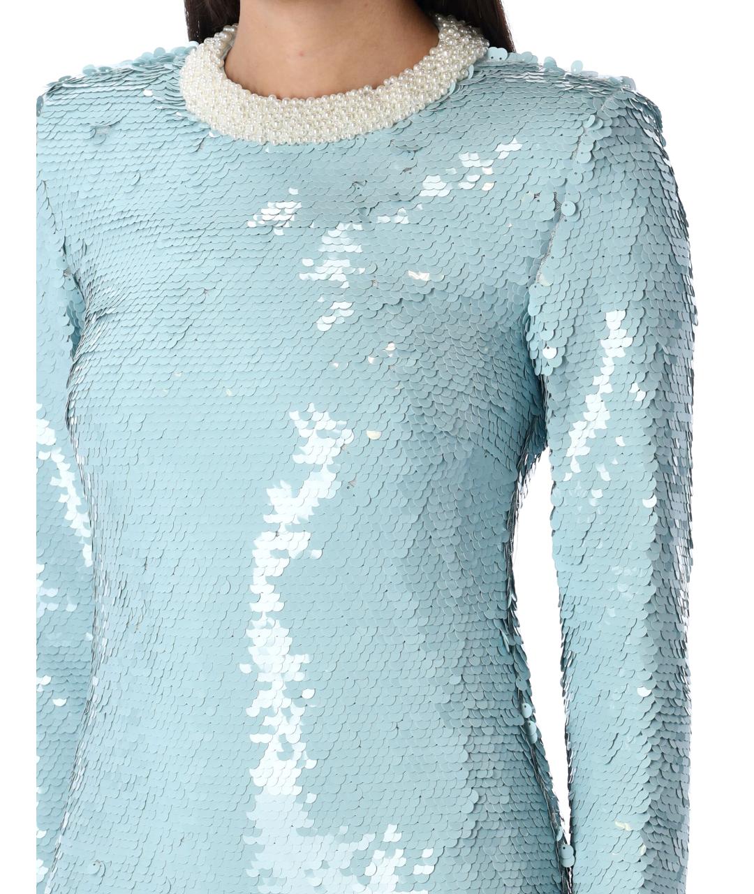 SELF-PORTRAIT Голубое полиэстеровое коктейльное платье, фото 4