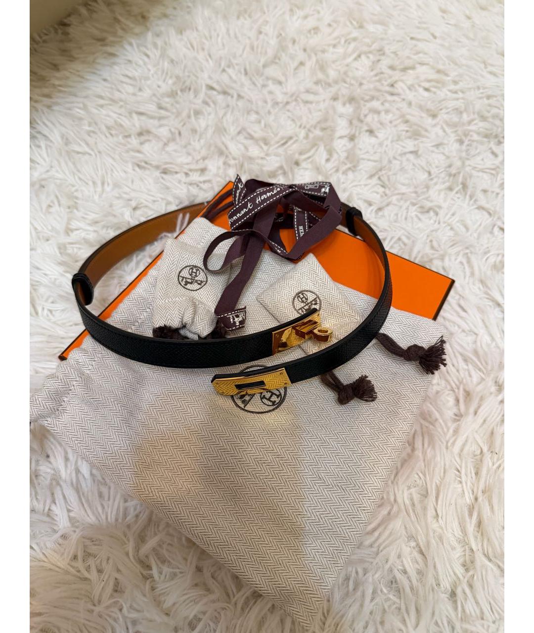 HERMES Черный кожаный ремень, фото 6