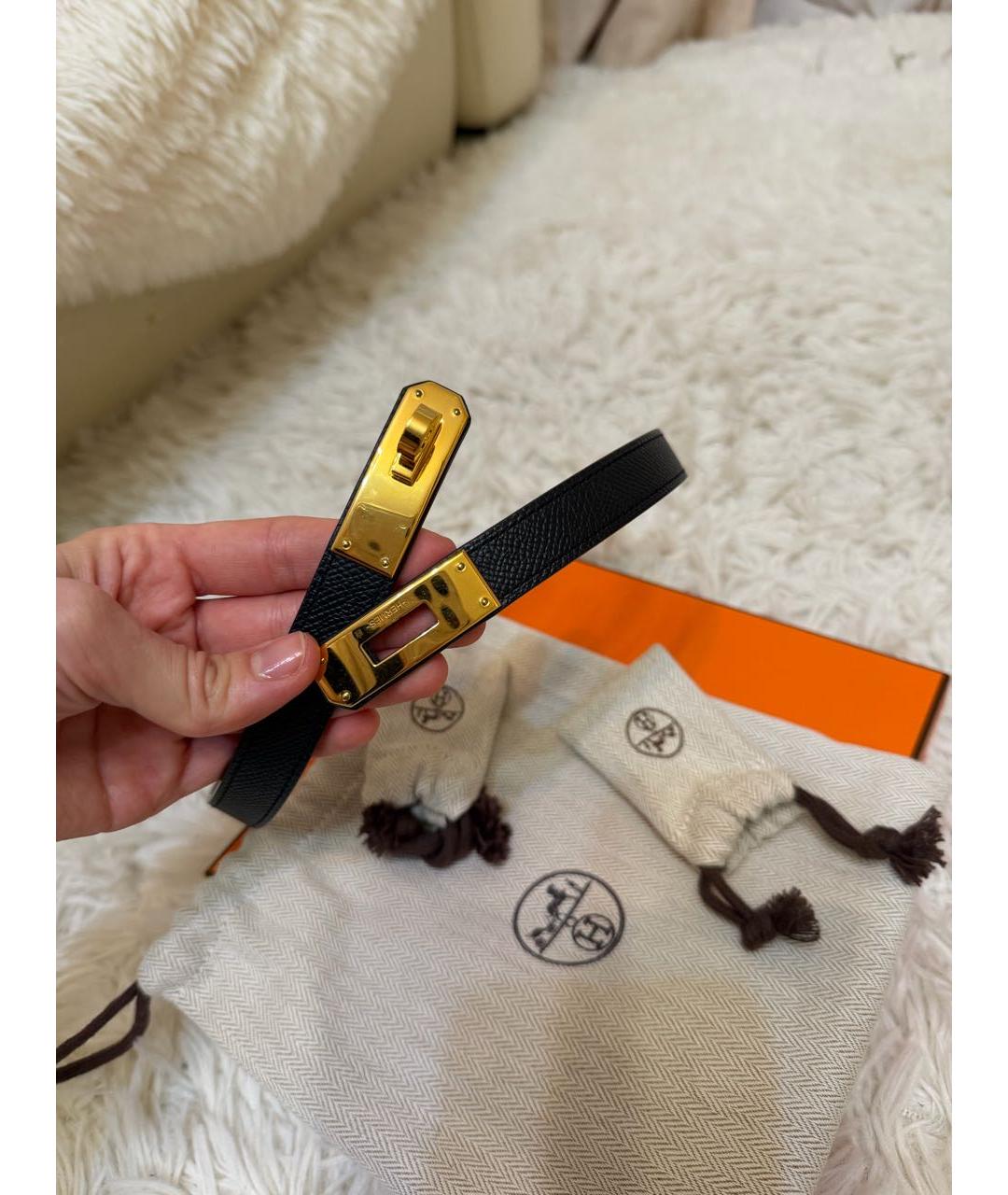 HERMES Черный кожаный ремень, фото 2